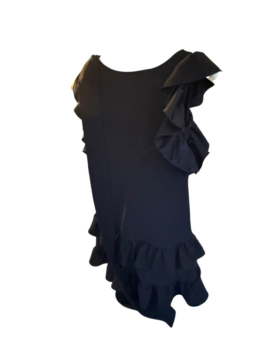 Bonnie Jean Girls Size 7 Black Ruffle Dress Long Shoulder Tie Party Holiday - Picture 5 of 9